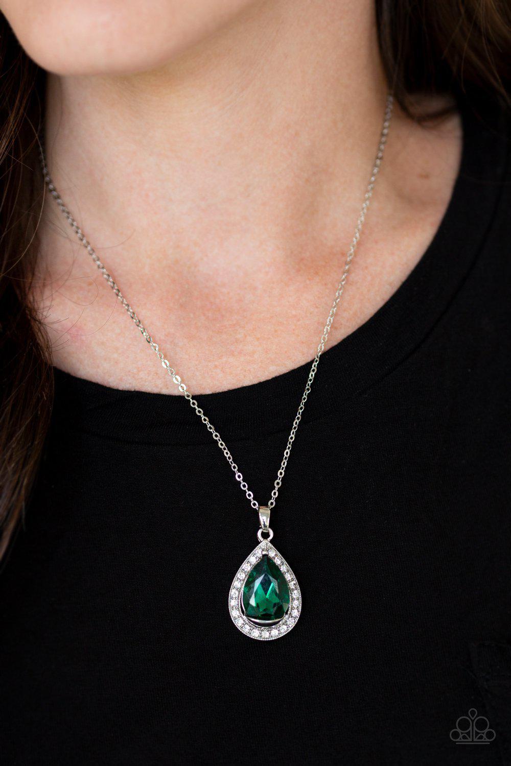 Because I&#39;m Queen Emerald Green Teardrop Necklace - Paparazzi Accessories-CarasShop.com - $5 Jewelry by Cara Jewels