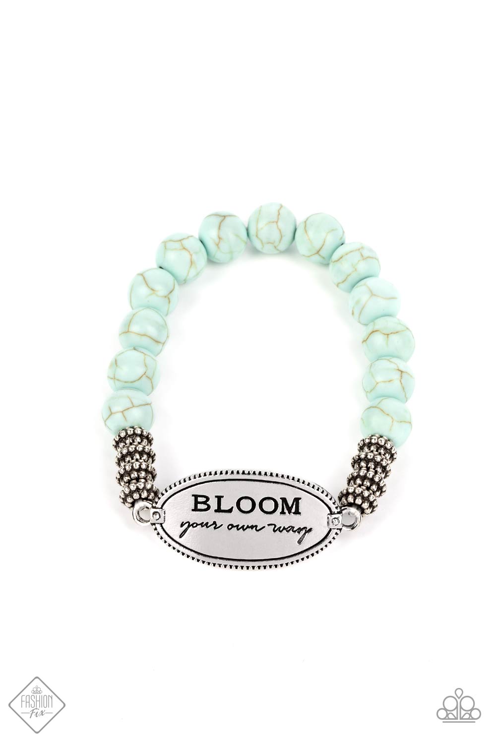 Bedouin Bloom Blue Stone Inspirational Bracelet - Paparazzi Accessories- lightbox - CarasShop.com - $5 Jewelry by Cara Jewels