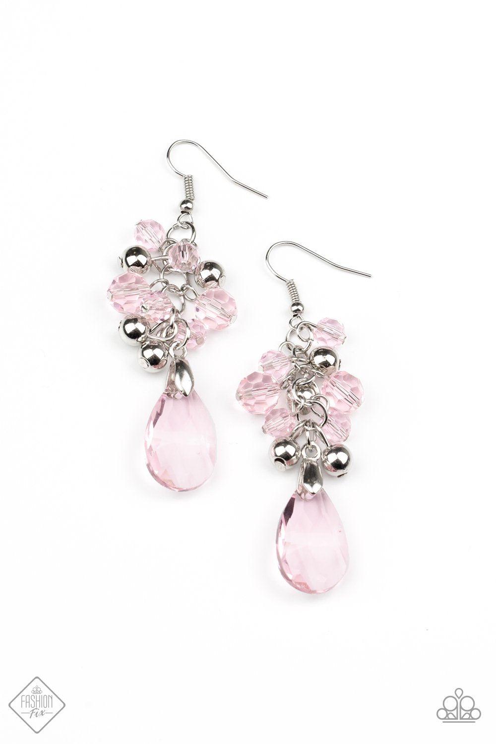 Before and AFTERGLOW Pink and Silver Earrings - Paparazzi Accessories-CarasShop.com - $5 Jewelry by Cara Jewels