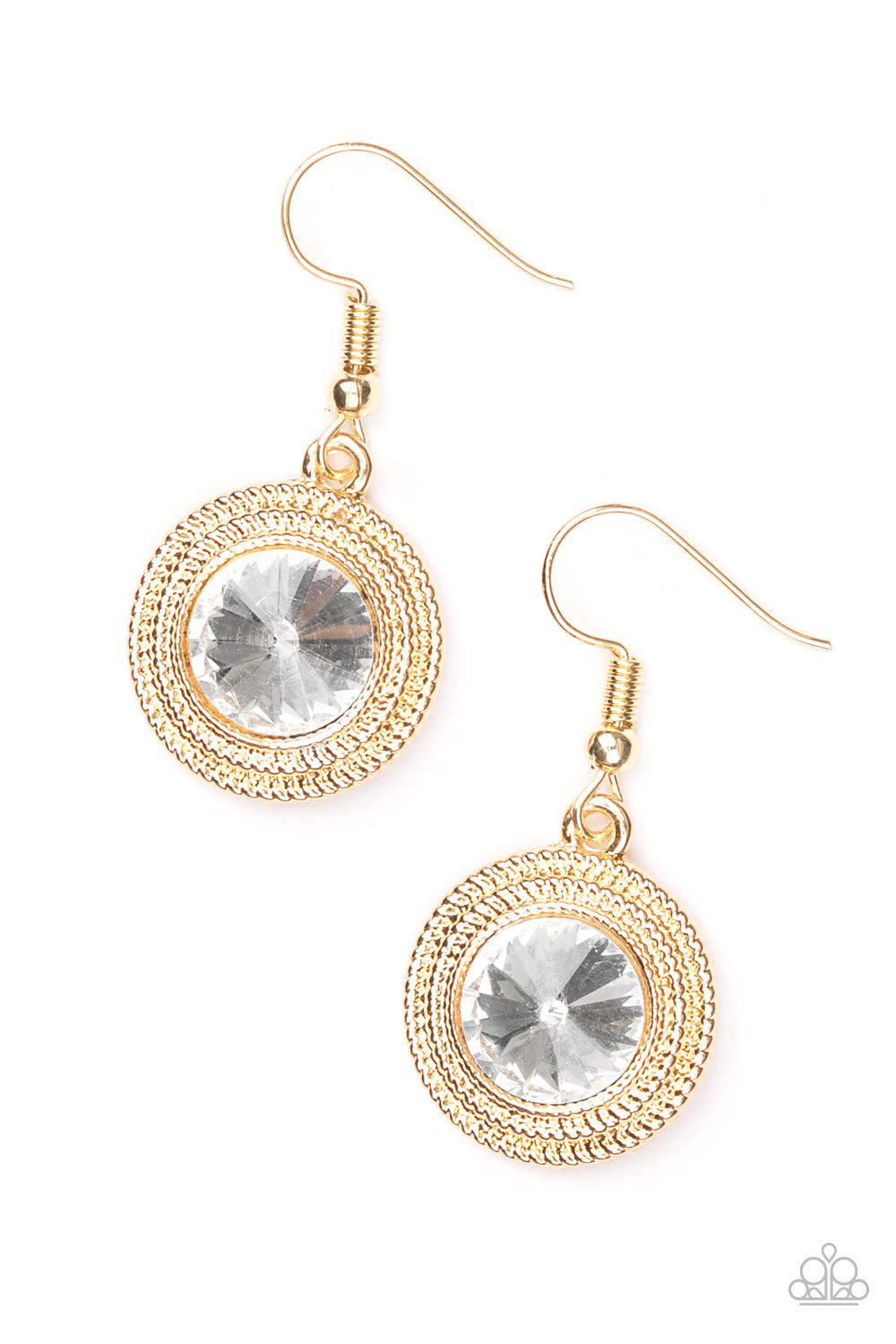 Beginners Luxe Gold Earrings - Paparazzi Accessories-CarasShop.com - $5 Jewelry by Cara Jewels