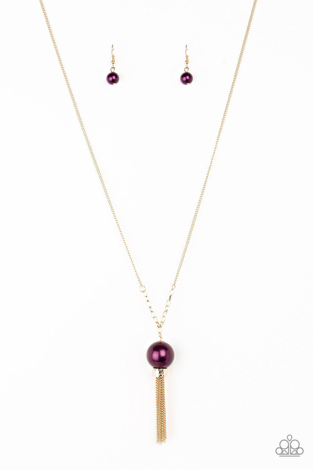 Belle Of The BALLROOM Purple and Gold Necklace - Paparazzi Accessories-CarasShop.com - $5 Jewelry by Cara Jewels