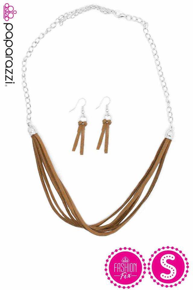 Best Suede Plans Brown Suede Necklace - Paparazzi Accessories - lightbox -CarasShop.com - $5 Jewelry by Cara Jewels