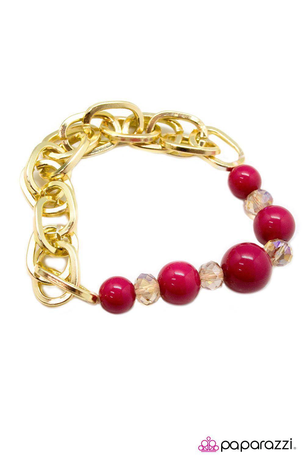 Better Luck Next Time Pink and Gold Bracelet - Paparazzi Accessories-CarasShop.com - $5 Jewelry by Cara Jewels