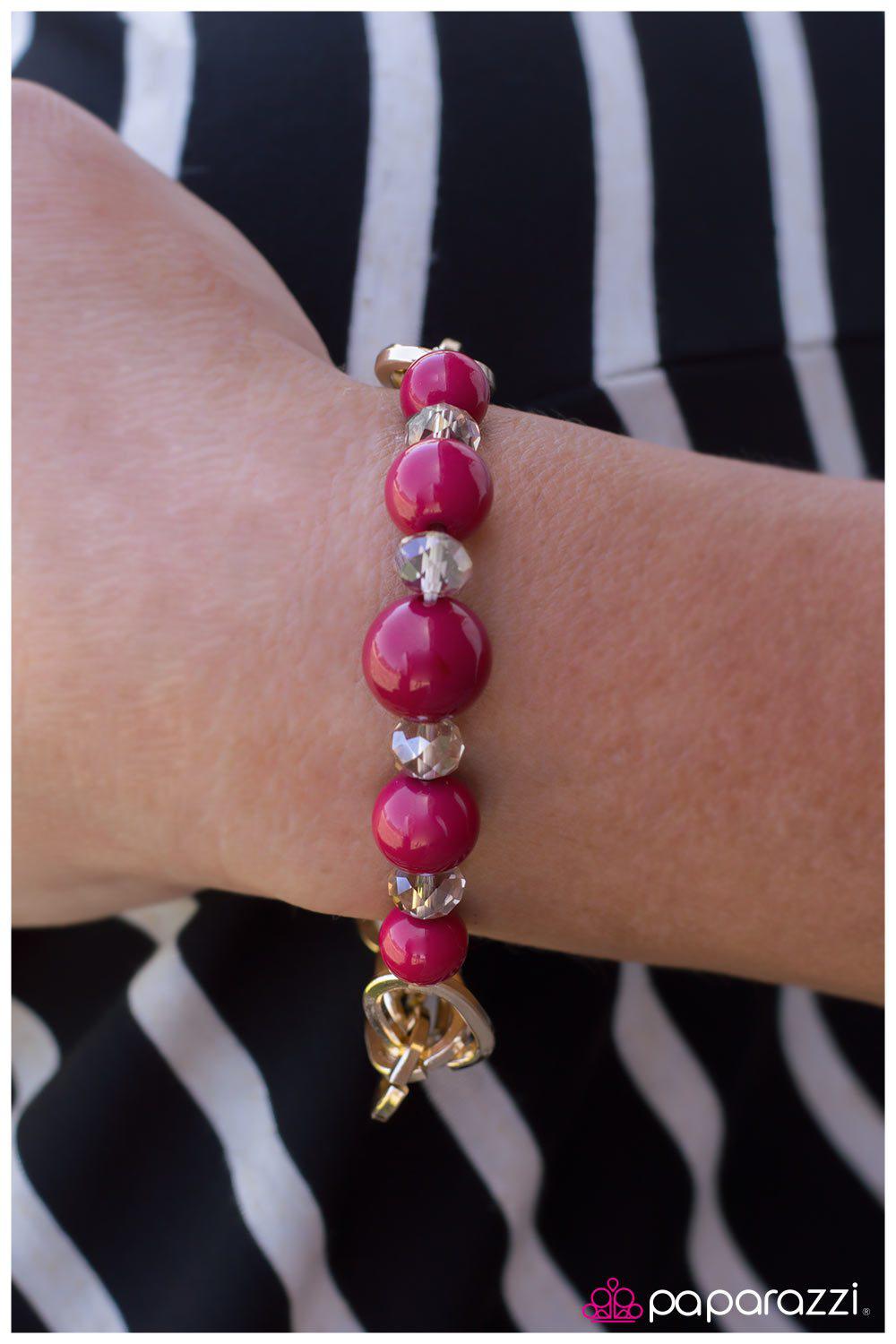 Better Luck Next Time Pink and Gold Bracelet - Paparazzi Accessories-CarasShop.com - $5 Jewelry by Cara Jewels