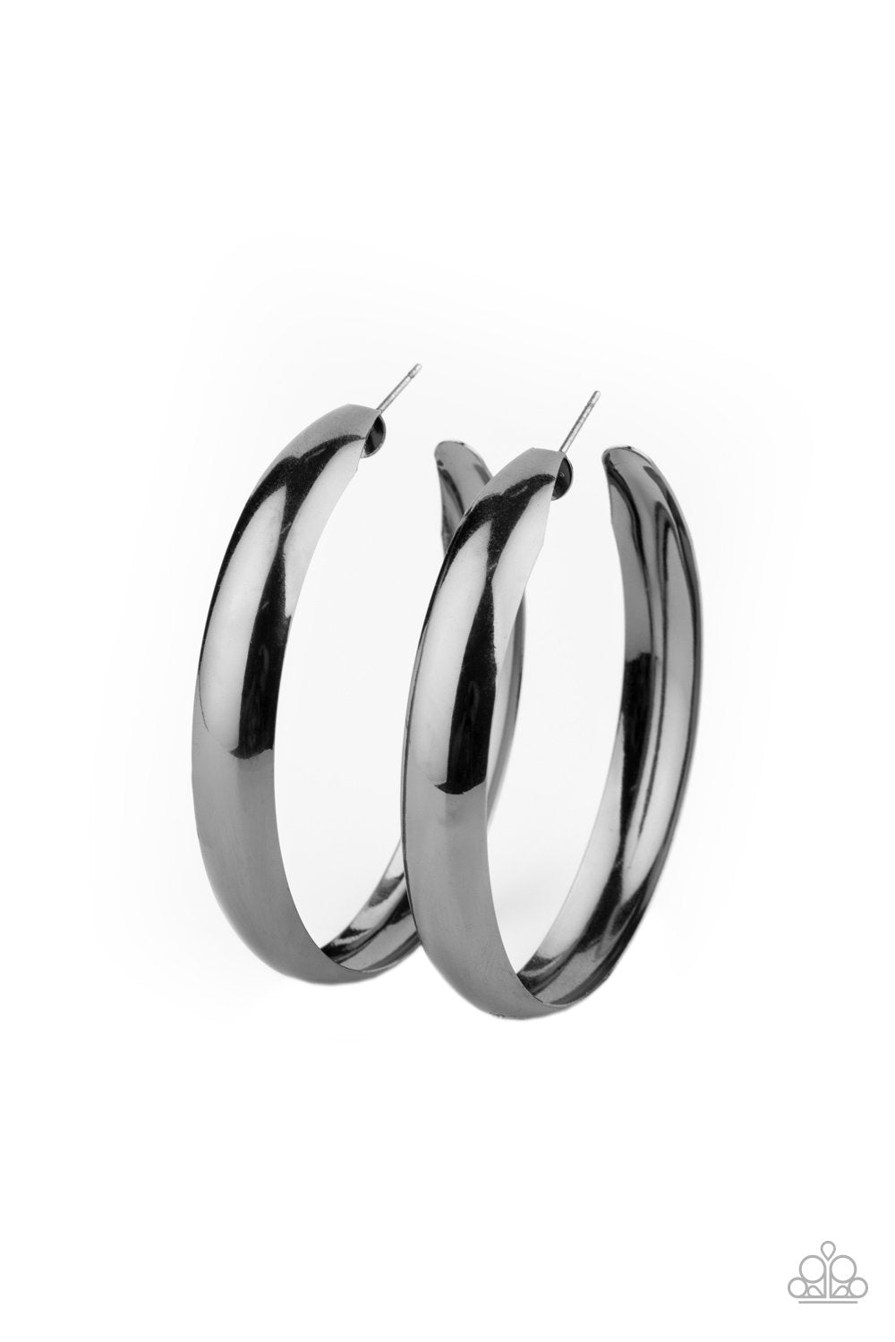 BEVEL In It Gunmetal Black Hoop Earrings - Paparazzi Accessories - lightbox -CarasShop.com - $5 Jewelry by Cara Jewels