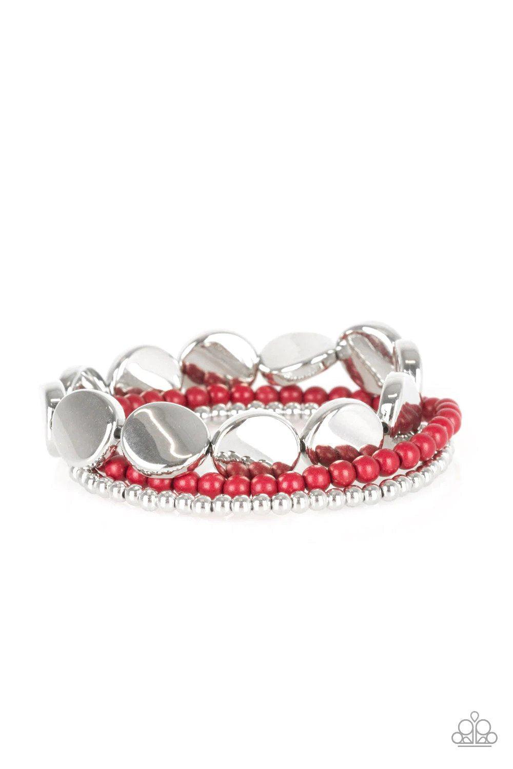Beyond The Basics Red Bracelet - Paparazzi Accessories- lightbox - CarasShop.com - $5 Jewelry by Cara Jewels