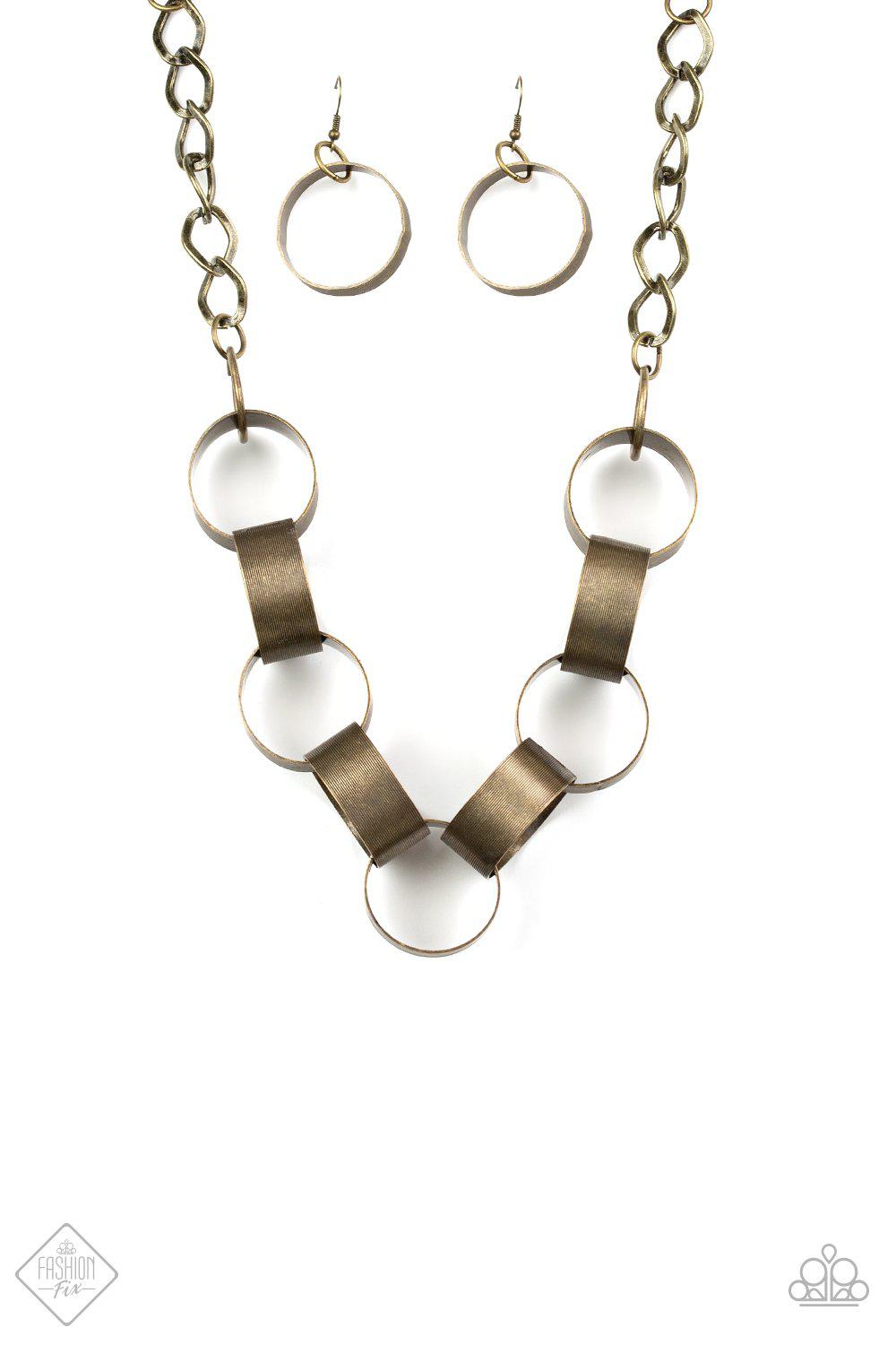 Big Hit Brass Necklace - Paparazzi Accessories-CarasShop.com - $5 Jewelry by Cara Jewels