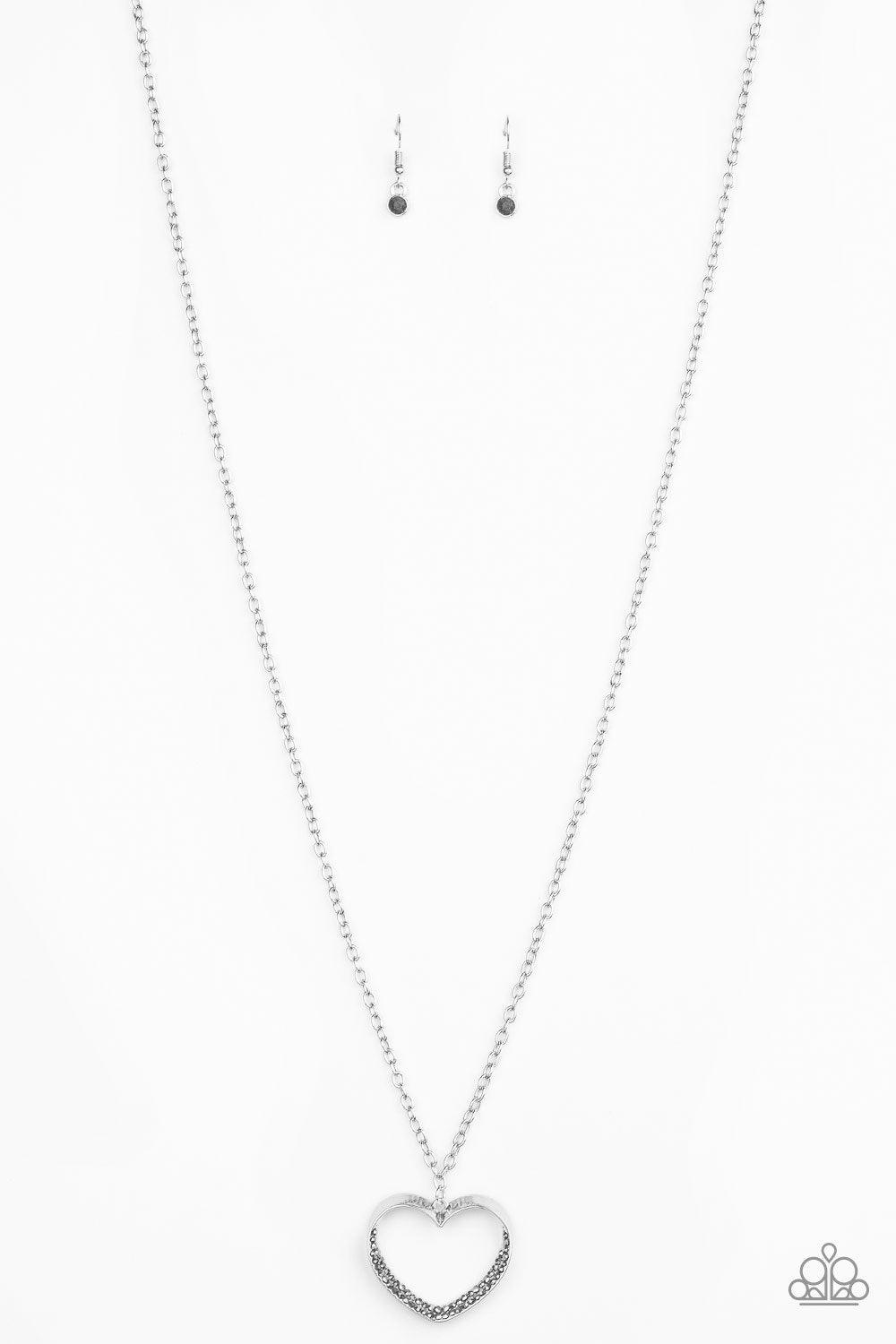 Bighearted Silver Heart Necklace - Paparazzi Accessories-CarasShop.com - $5 Jewelry by Cara Jewels