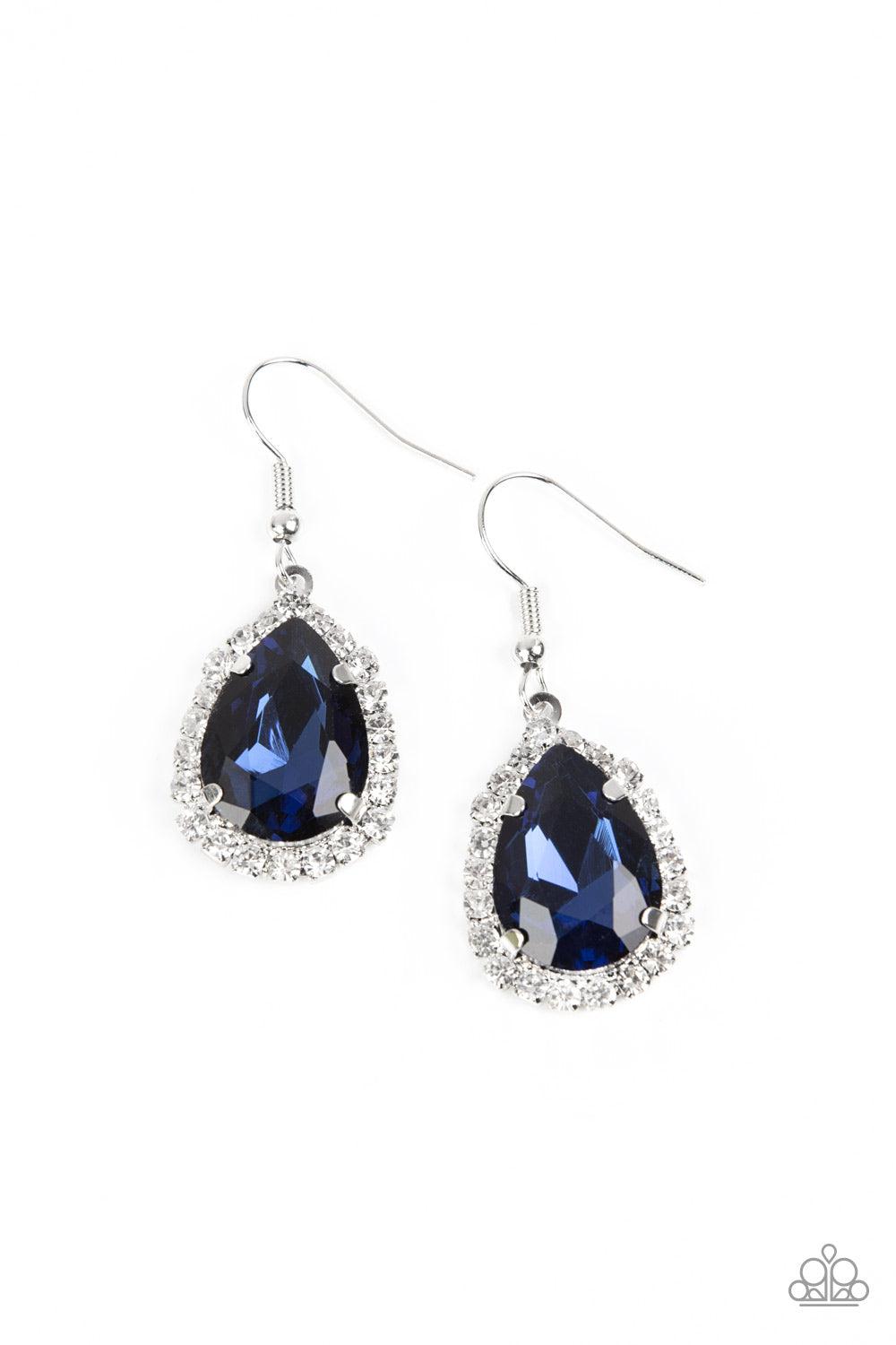 Bippity Boppity BOOM! Blue Rhinestone Earrings - Paparazzi Accessories- lightbox - CarasShop.com - $5 Jewelry by Cara Jewels