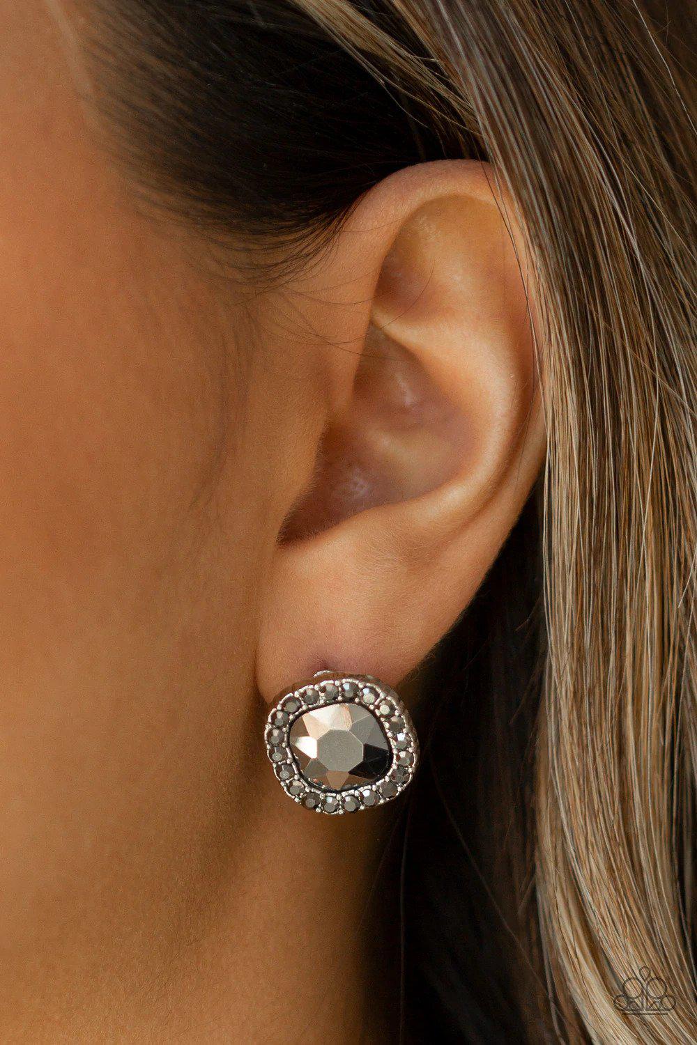 Bling Tastic! Silver Earrings - Paparazzi Accessories- on model - CarasShop.com - $5 Jewelry by Cara Jewels