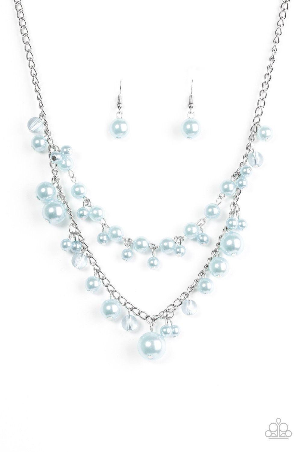 Blissfully Bridesmaid Blue Pearl Necklace - Paparazzi Accessories-CarasShop.com - $5 Jewelry by Cara Jewels