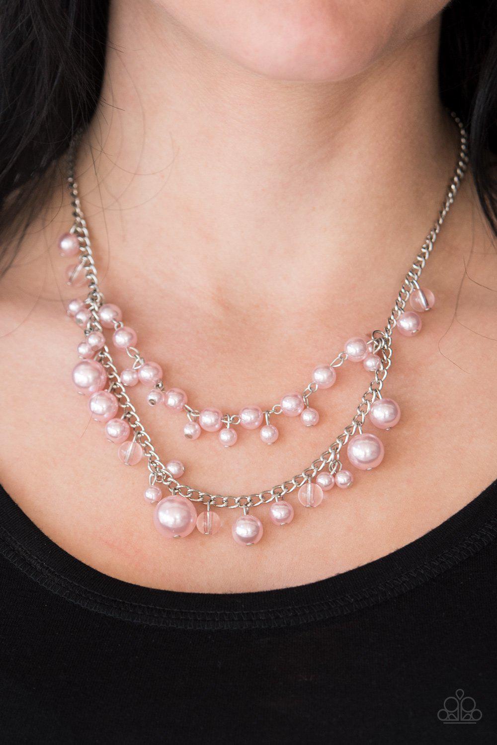 Blissfully Bridesmaid Pink Pearl Necklace - Paparazzi Accessories-CarasShop.com - $5 Jewelry by Cara Jewels