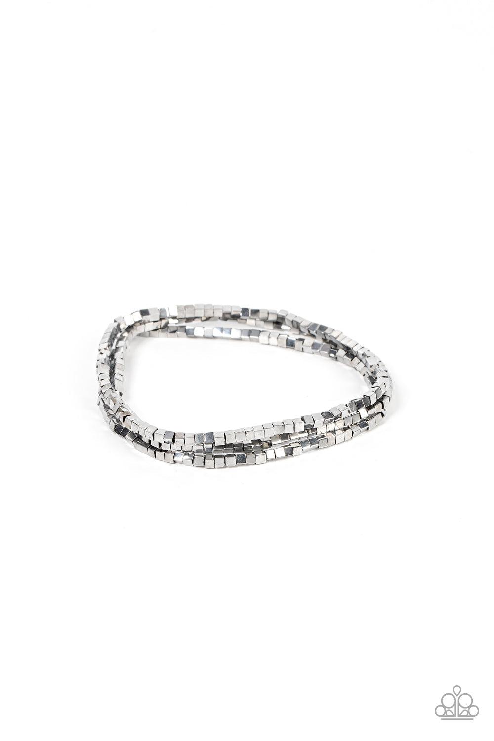 Block Bash Silver Bracelet - Paparazzi Accessories- lightbox - CarasShop.com - $5 Jewelry by Cara Jewels