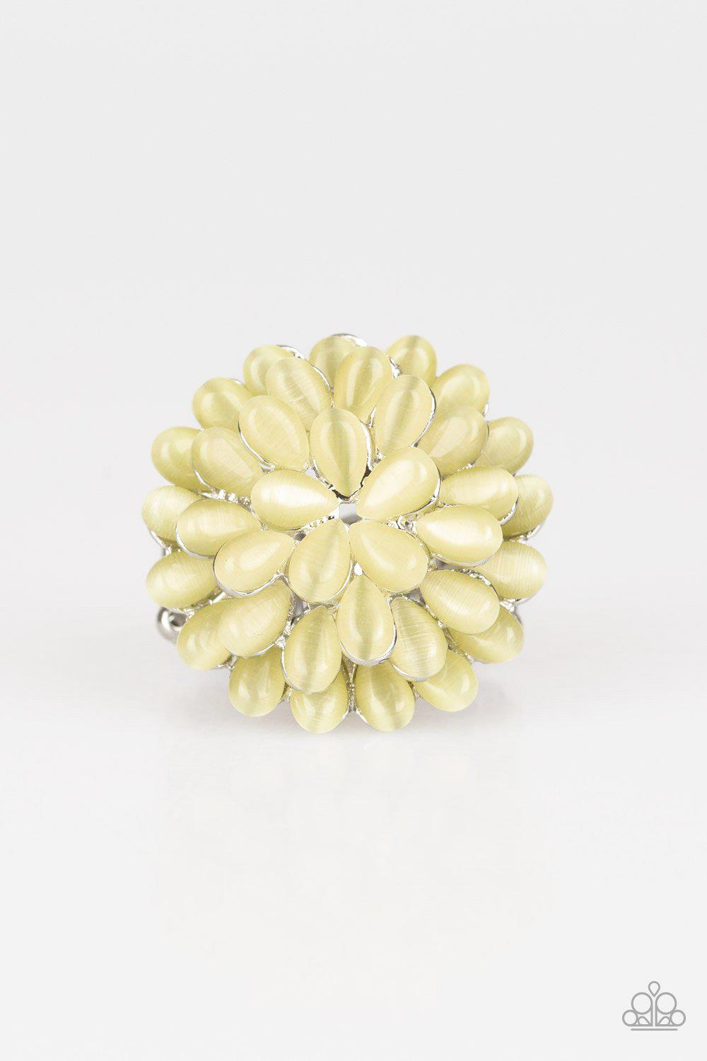 Bloomin Bloomer Yellow Moonstone Ring - Paparazzi Accessories-CarasShop.com - $5 Jewelry by Cara Jewels