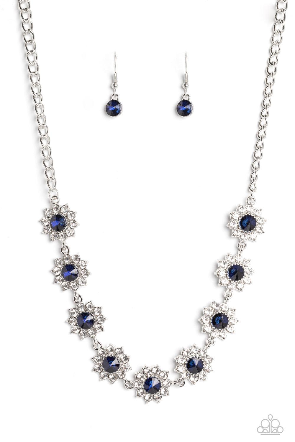 Blooming Brilliance Blue Rhinestone Necklace - Paparazzi Accessories- lightbox - CarasShop.com - $5 Jewelry by Cara Jewels