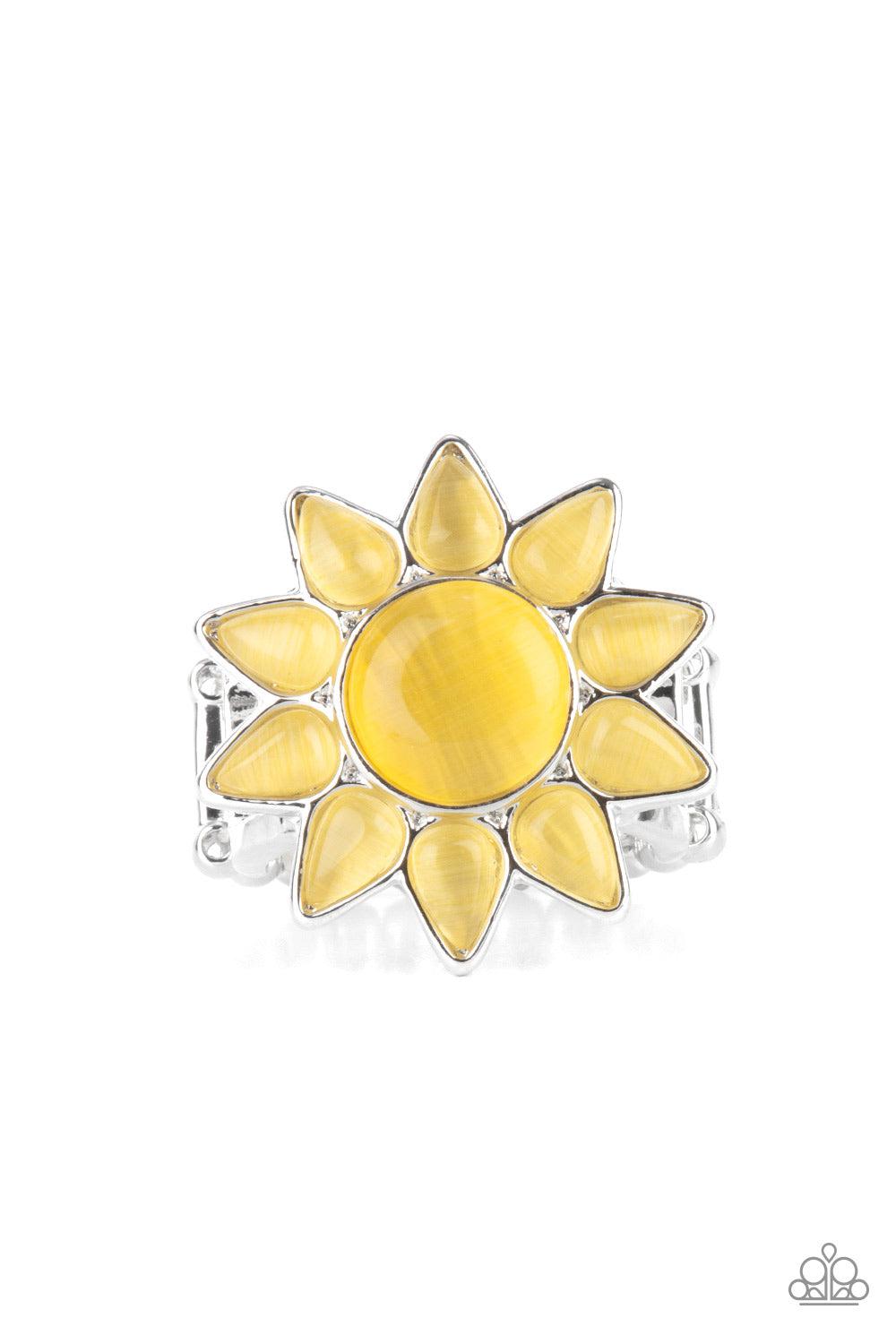 Blossoming Sunbeams Yellow Cat&#39;s Eye Stone Ring - Paparazzi Accessories- lightbox - CarasShop.com - $5 Jewelry by Cara Jewels