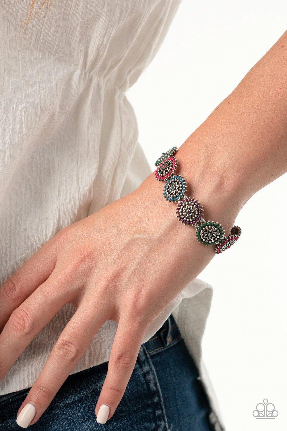 Bohemian Flowerbed Multi Bracelet-on model - CarasShop.com - $5 Jewelry by Cara Jewels