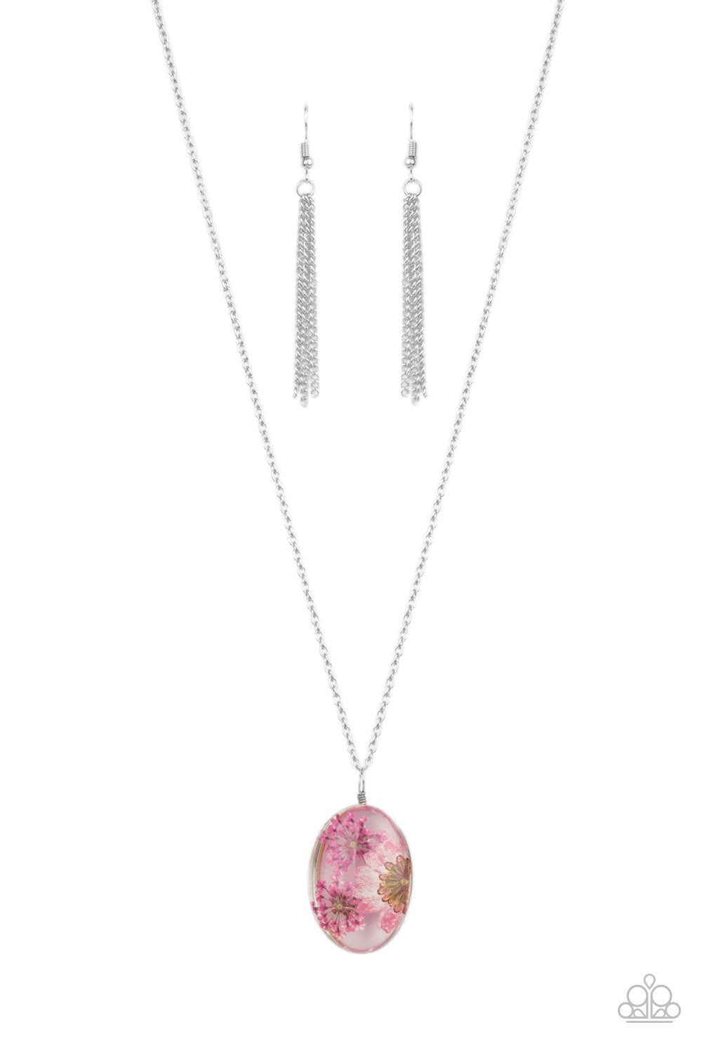 Boho Garden Parties Pink Flower Necklace - Paparazzi Accessories- lightbox - CarasShop.com - $5 Jewelry by Cara Jewels