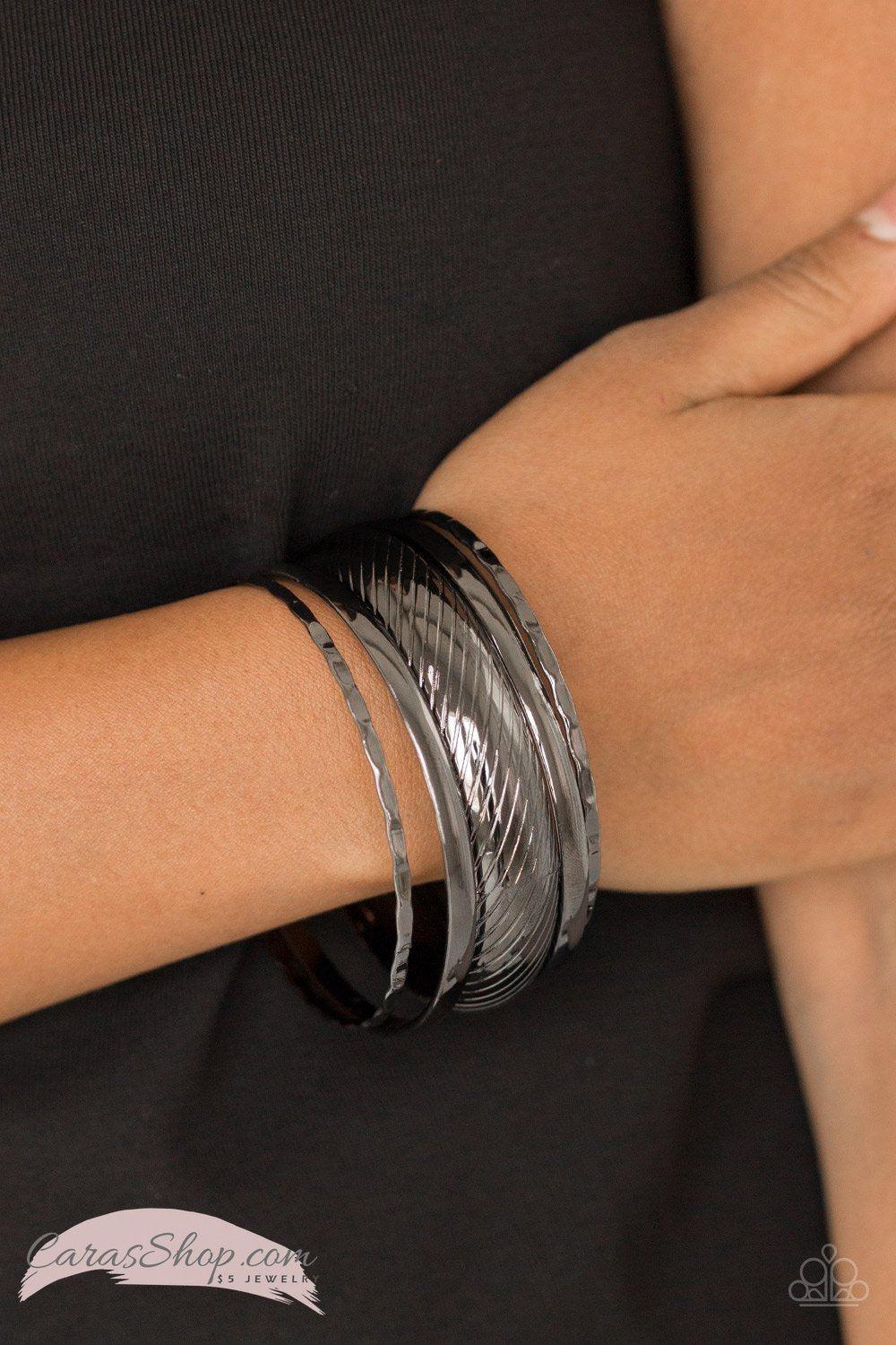 Boss Of Boho Black Bangle Bracelet Set - Paparazzi Accessories-CarasShop.com - $5 Jewelry by Cara Jewels