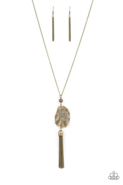 Brass long online necklace paparazzi