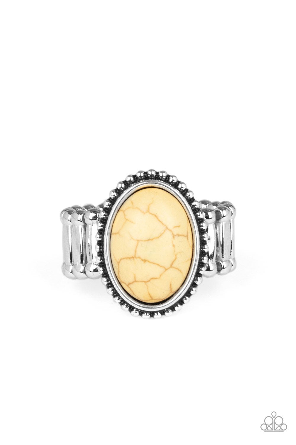 Bountiful Deserts Yellow Stone Ring - Paparazzi Accessories-CarasShop.com - $5 Jewelry by Cara Jewels