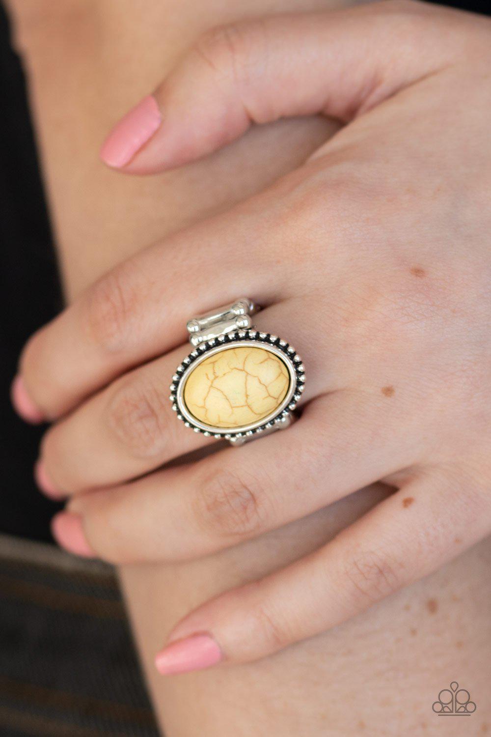 Bountiful Deserts Yellow Stone Ring - Paparazzi Accessories-CarasShop.com - $5 Jewelry by Cara Jewels