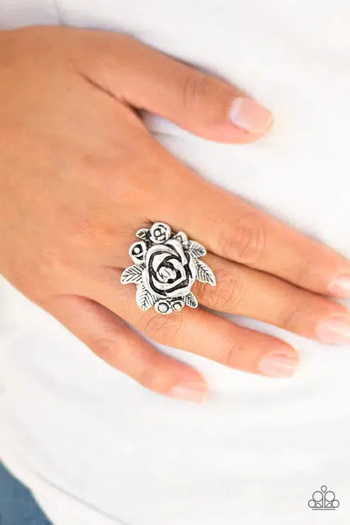 Bouquet Bonanza Silver Ring - Paparazzi Accessories-on model - CarasShop.com - $5 Jewelry by Cara Jewels