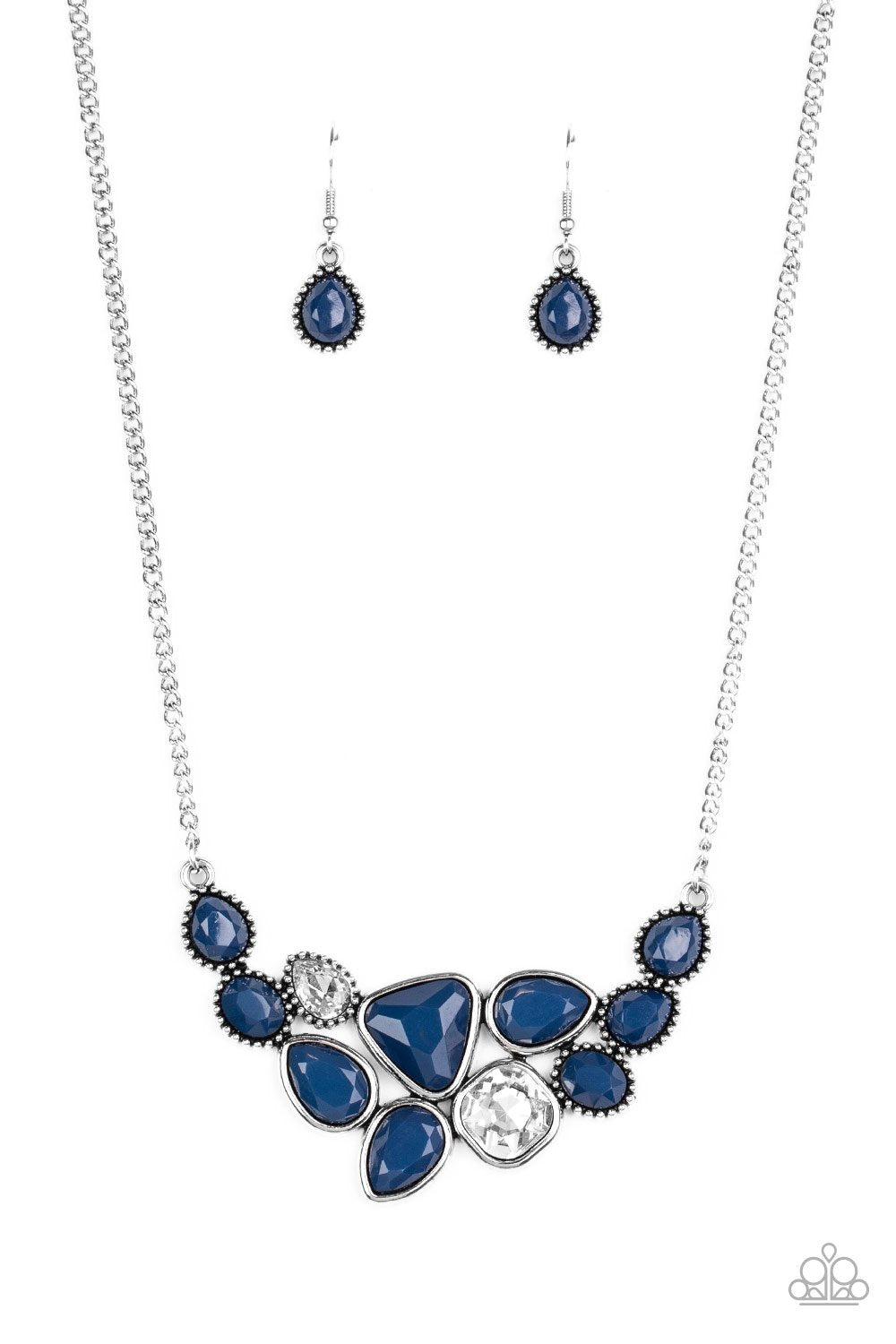 Breathtaking Brilliance Blue and White Necklace - Paparazzi Accessories-CarasShop.com - $5 Jewelry by Cara Jewels