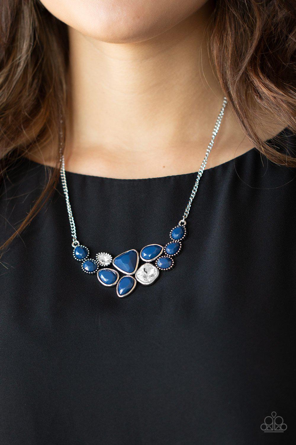 Breathtaking Brilliance Blue and White Necklace - Paparazzi Accessories-CarasShop.com - $5 Jewelry by Cara Jewels