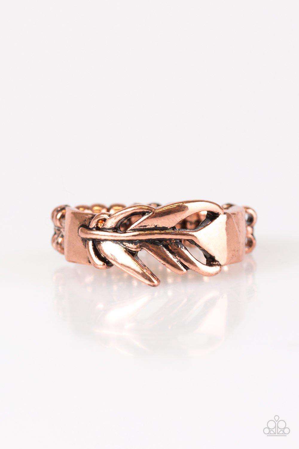 Bright As A Feather Copper Ring - Paparazzi Accessories-CarasShop.com - $5 Jewelry by Cara Jewels