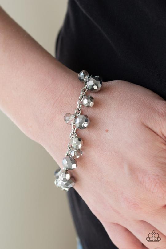 Brilliantly Burlesque Silver Bracelet - Paparazzi Accessories-CarasShop.com - $5 Jewelry by Cara Jewels