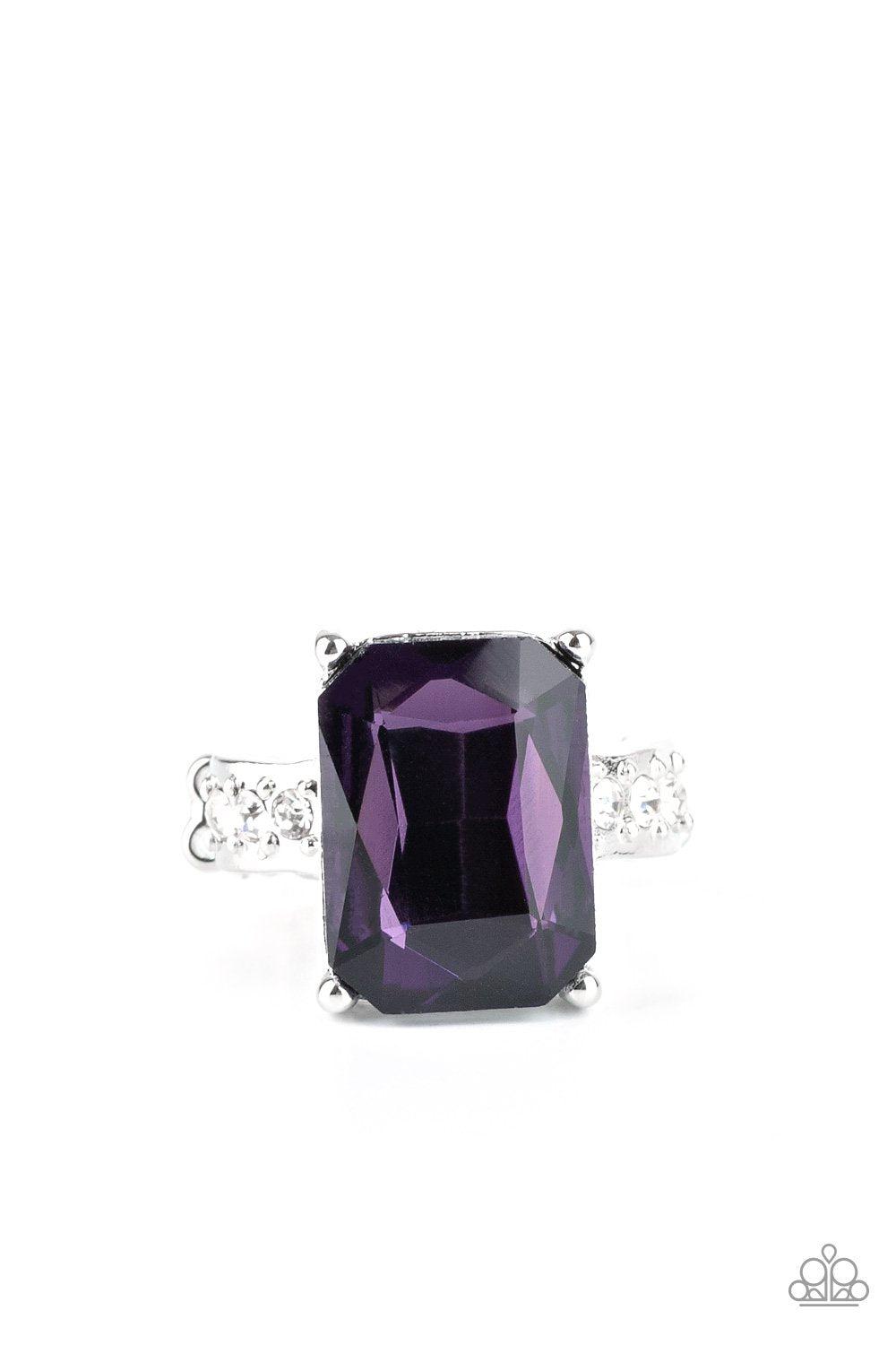 Bring Down the POWERHOUSE Purple Ring - Paparazzi Accessories - lightbox -CarasShop.com - $5 Jewelry by Cara Jewels
