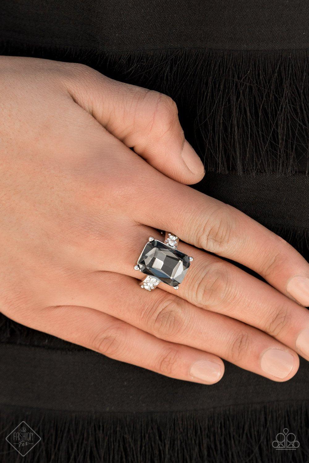 Bring Down the POWERHOUSE Silver Ring - Paparazzi Accessories - model -CarasShop.com - $5 Jewelry by Cara Jewels