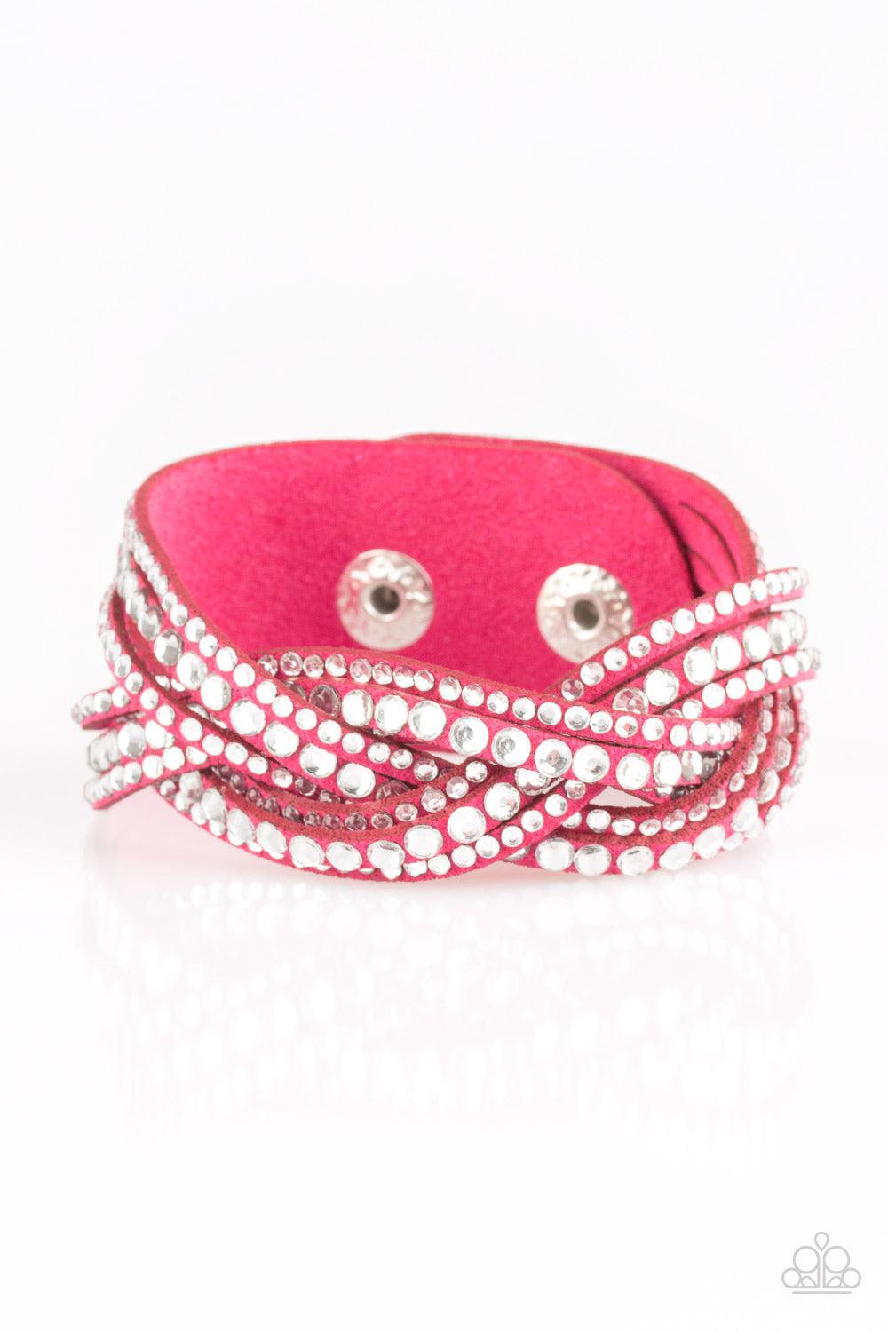Bring on the Bling Pink Bracelet - Paparazzi Accessories- lightbox - CarasShop.com - $5 Jewelry by Cara Jewels