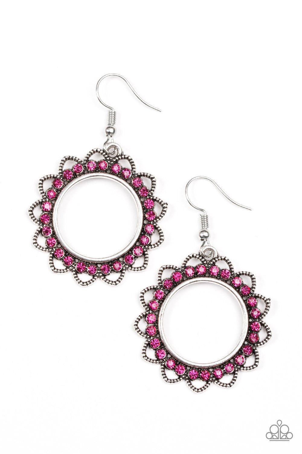 Bring Your Tambourine Pink Earrings - Paparazzi Accessories-CarasShop.com - $5 Jewelry by Cara Jewels
