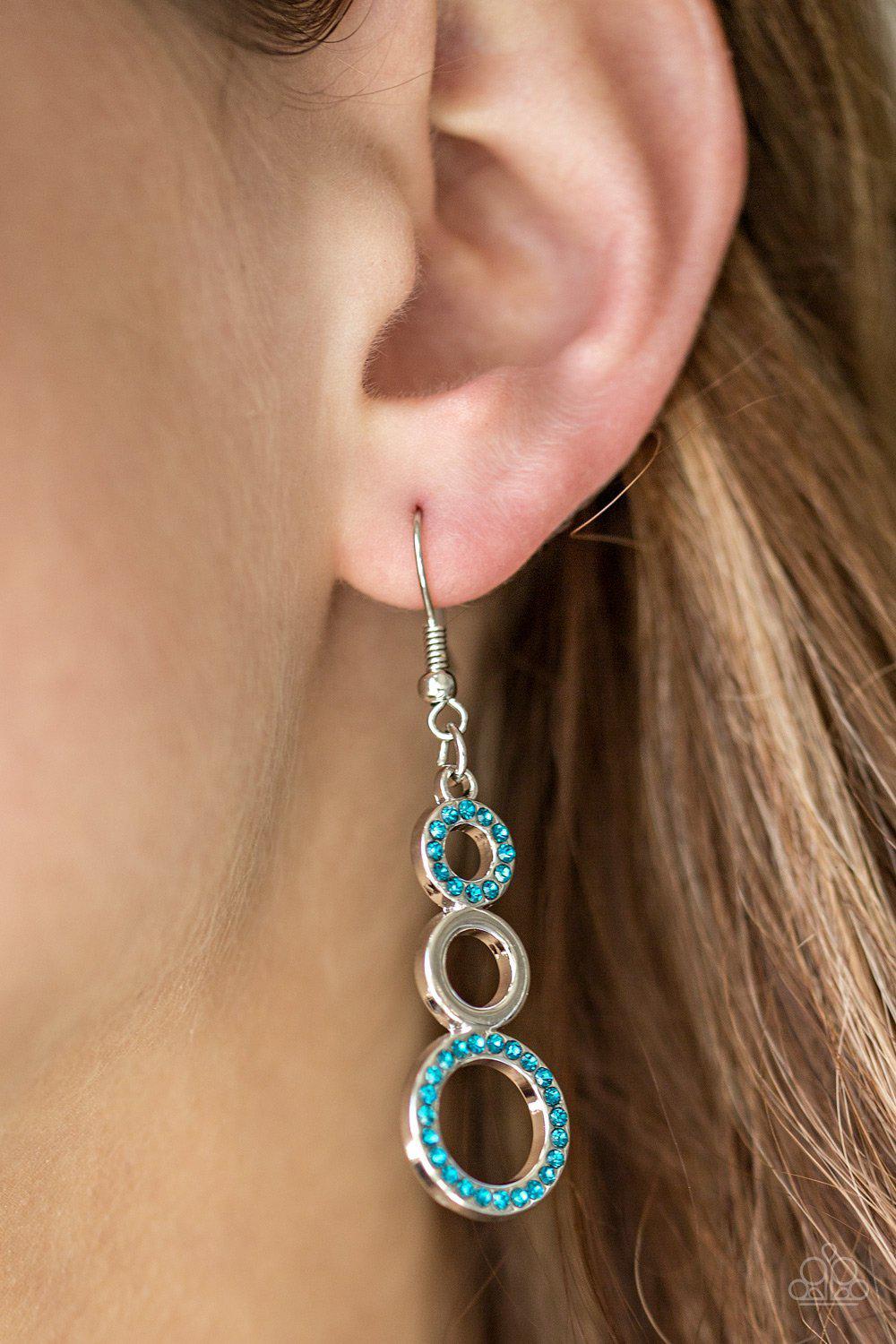 Bubble Bustle Blue Gem Earrings - Paparazzi Accessories-CarasShop.com - $5 Jewelry by Cara Jewels