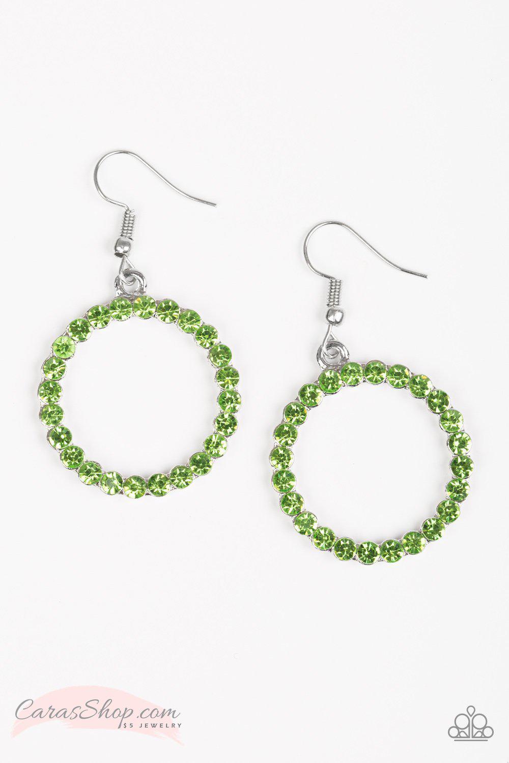 Bubblicious Green Gem Earrings - Paparazzi Accessories-CarasShop.com - $5 Jewelry by Cara Jewels