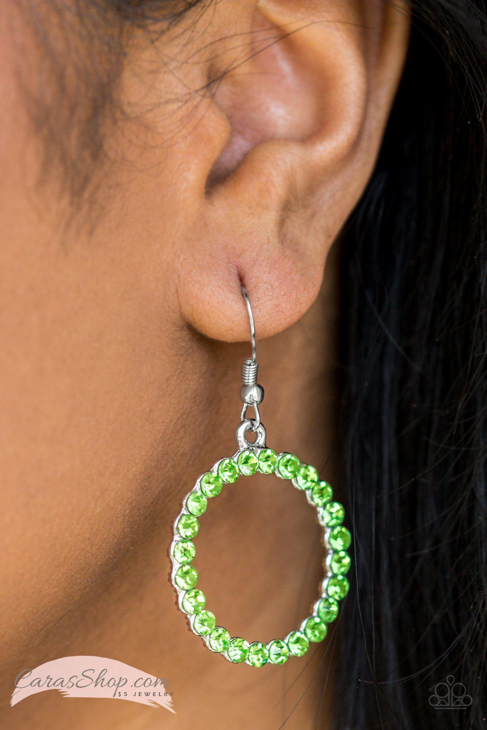 Bubblicious Green Gem Earrings - Paparazzi Accessories-CarasShop.com - $5 Jewelry by Cara Jewels