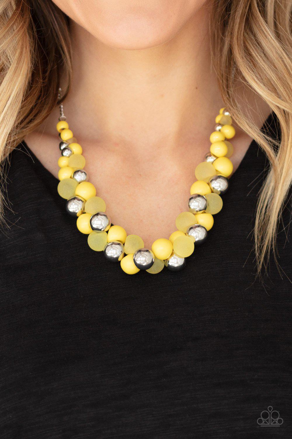 Bubbly Brilliance Yellow Necklace - Paparazzi Accessories - model -CarasShop.com - $5 Jewelry by Cara Jewels
