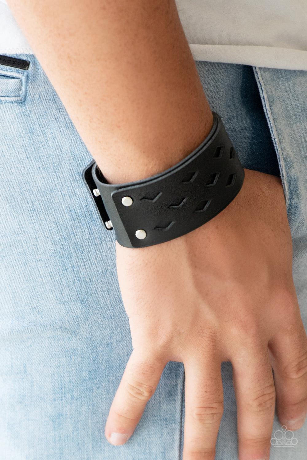Bucking Bronco Black Bracelet - Paparazzi Accessories- on model - CarasShop.com - $5 Jewelry by Cara Jewels
