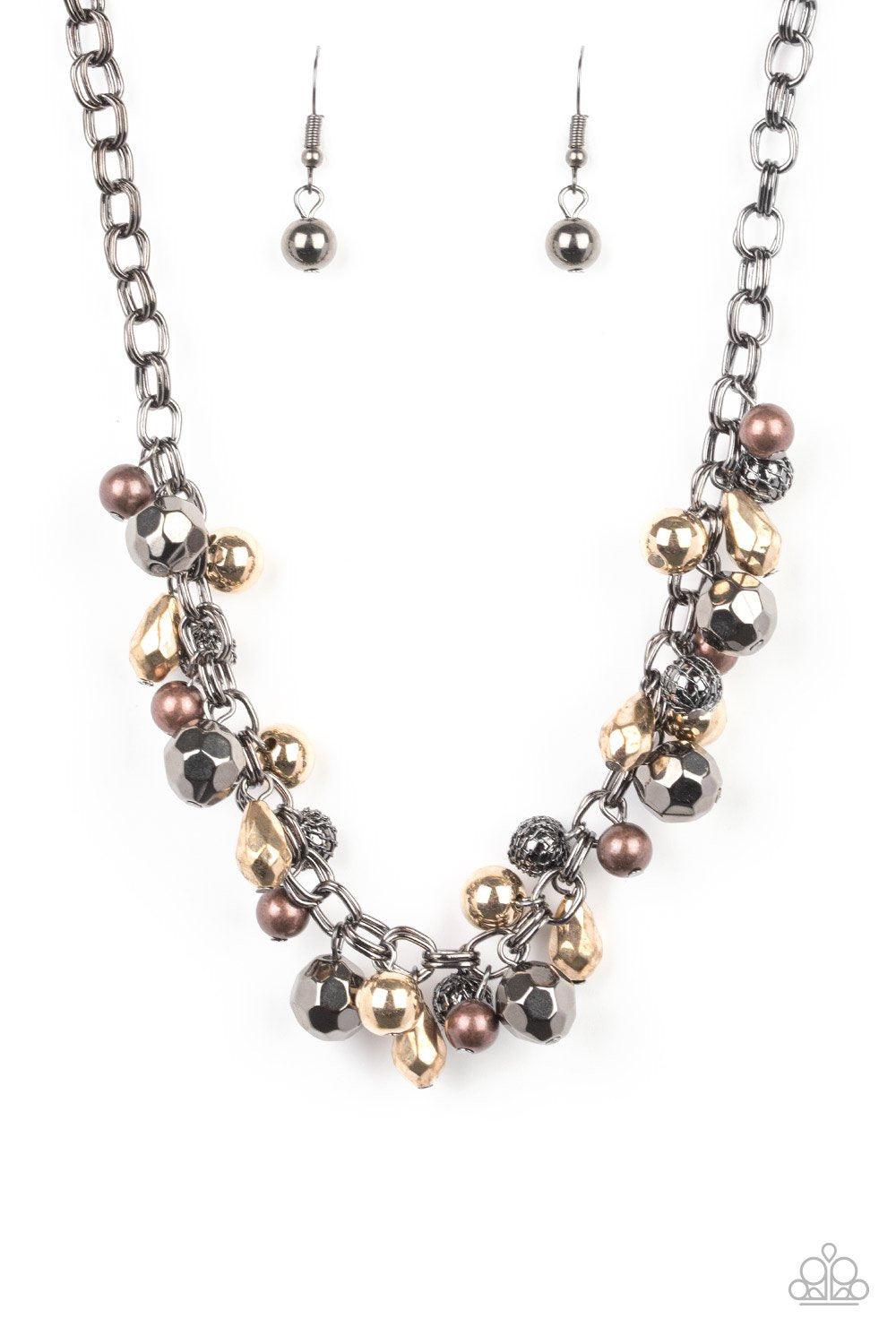 Building My Brand Black, Copper, Gold & Gunmetal Necklace - Paparazzi Accessories-CarasShop.com - $5 Jewelry by Cara Jewels