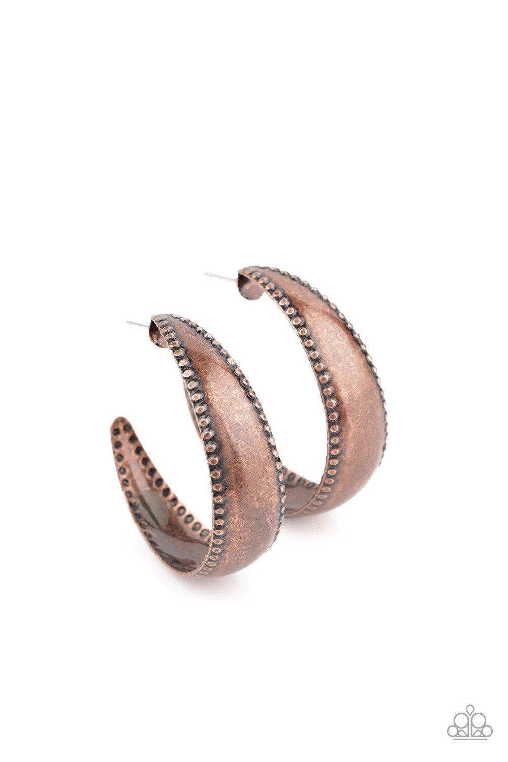 Burnished Benevolence Copper Earrings - Paparazzi Accessories- lightbox - CarasShop.com - $5 Jewelry by Cara Jewels