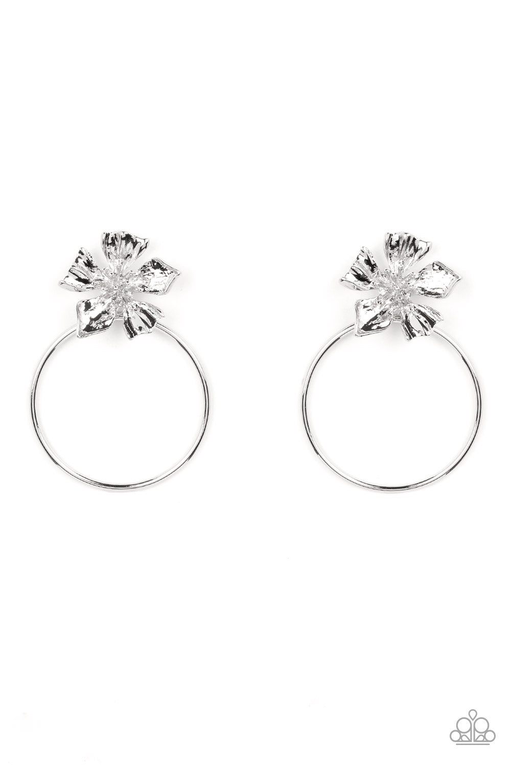 Buttercup Bliss Silver Flower Post Earrings - Paparazzi Accessories- lightbox - CarasShop.com - $5 Jewelry by Cara Jewels