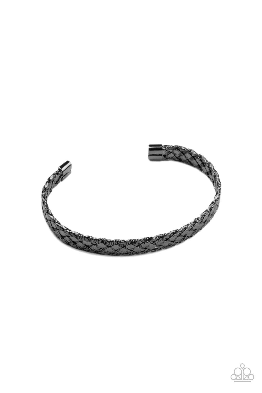 Cable Couture Men&#39;s Black Cuff Bracelet - Paparazzi Accessories- lightbox - CarasShop.com - $5 Jewelry by Cara Jewels