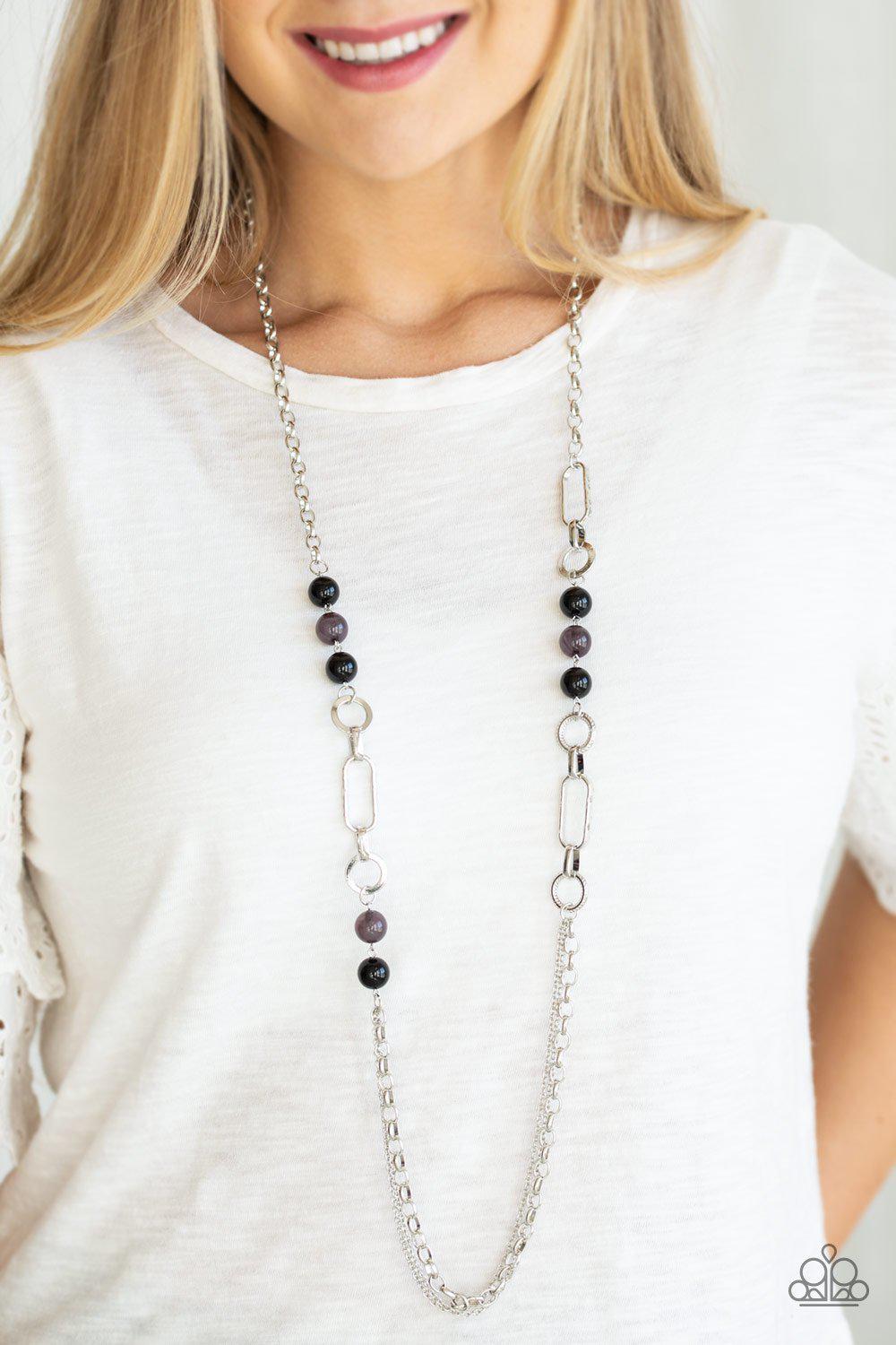 CACHE Me Out Black and Silver Necklace - Paparazzi Accessories - lightbox -CarasShop.com - $5 Jewelry by Cara Jewels