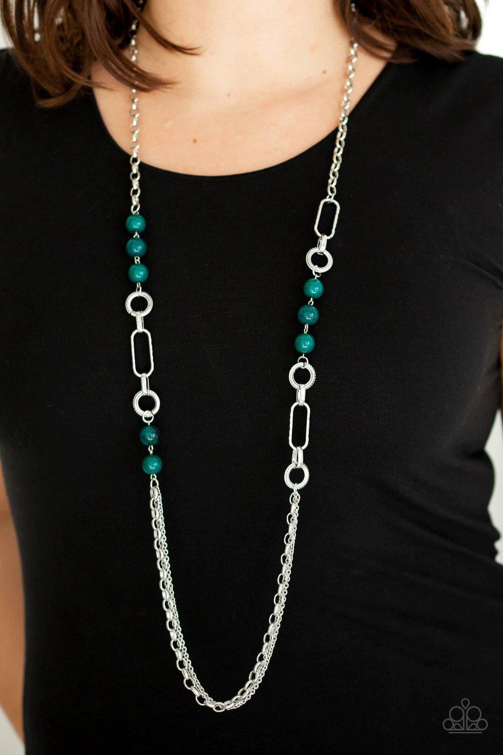 CACHE Me Out Green Necklace - Paparazzi Accessories- on model - CarasShop.com - $5 Jewelry by Cara Jewels