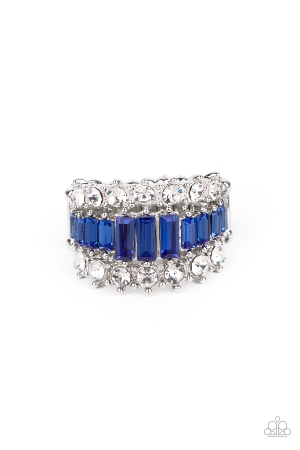 CACHE Value Blue and White Rhinestone Ring - Paparazzi Accessories- lightbox - CarasShop.com - $5 Jewelry by Cara Jewels