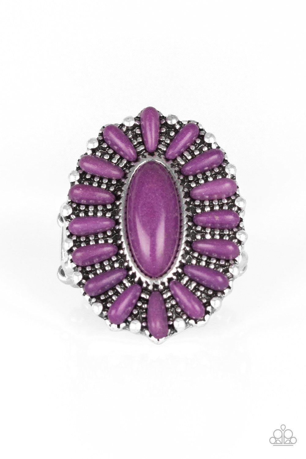 Cactus Cabana Purple Stone Ring - Paparazzi Accessories - lightbox -CarasShop.com - $5 Jewelry by Cara Jewels