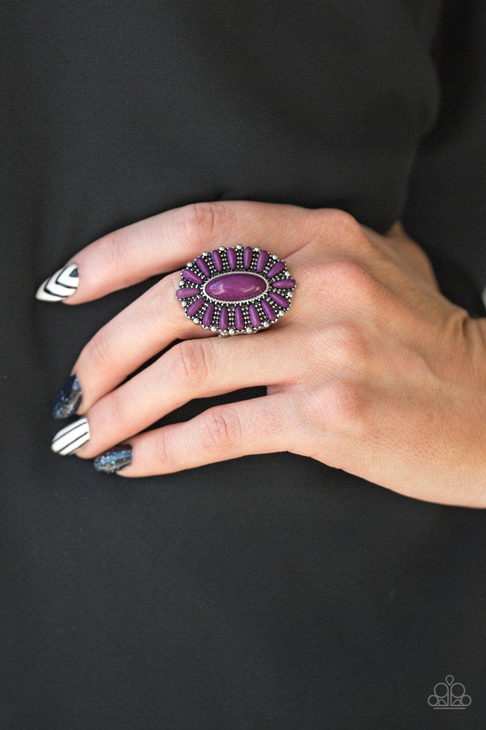 Cactus Cabana Purple Stone Ring - Paparazzi Accessories - lightbox -CarasShop.com - $5 Jewelry by Cara Jewels