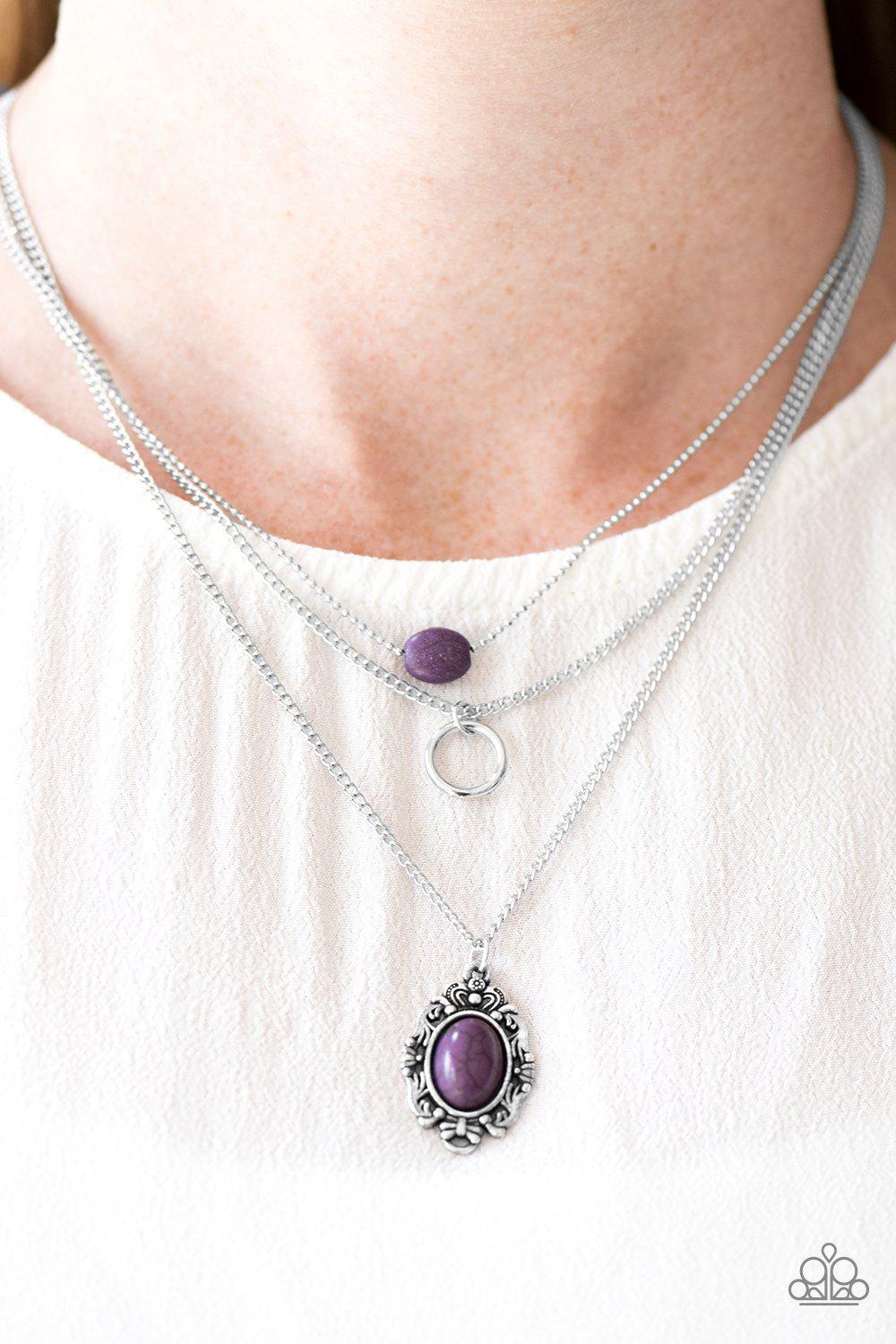 Canyon Cavalier Purple Stone Necklace - Paparazzi Accessories-CarasShop.com - $5 Jewelry by Cara Jewels